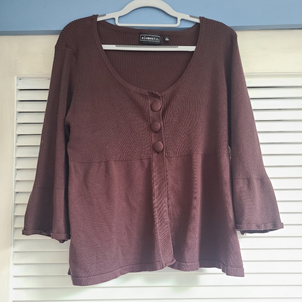 Elementz brown button cardigan | Size XL